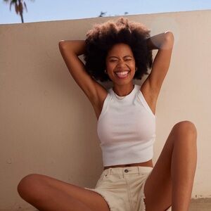 Aerie Classic White Ribbed Top